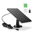 Solar panel with mounting bracket, screws, and USB cable on a white background
