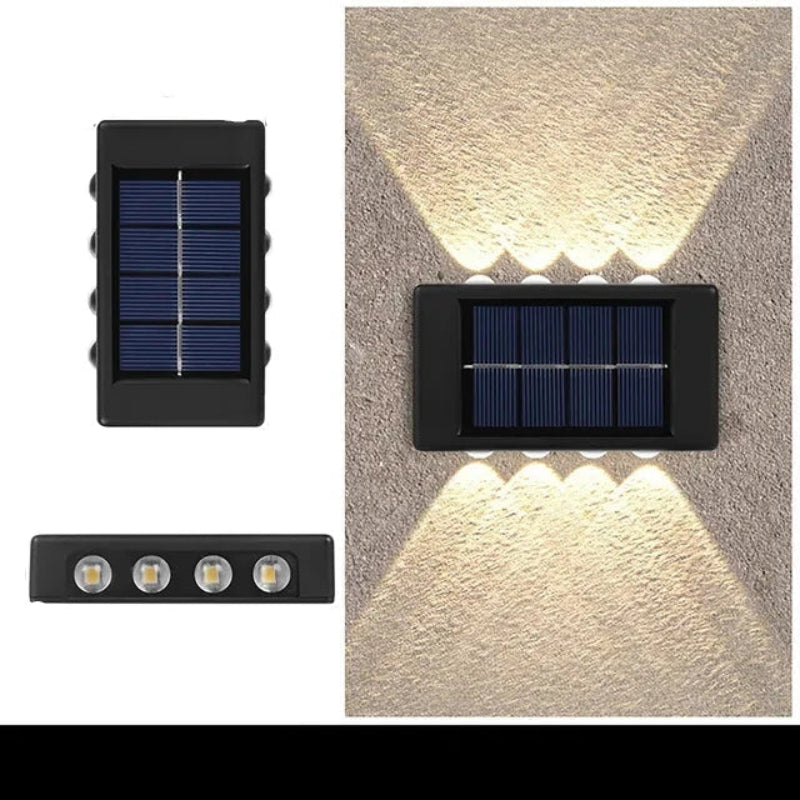 Solar outdoor wall light warm white 8LED – IP65 waterproof balcony yard decoration
