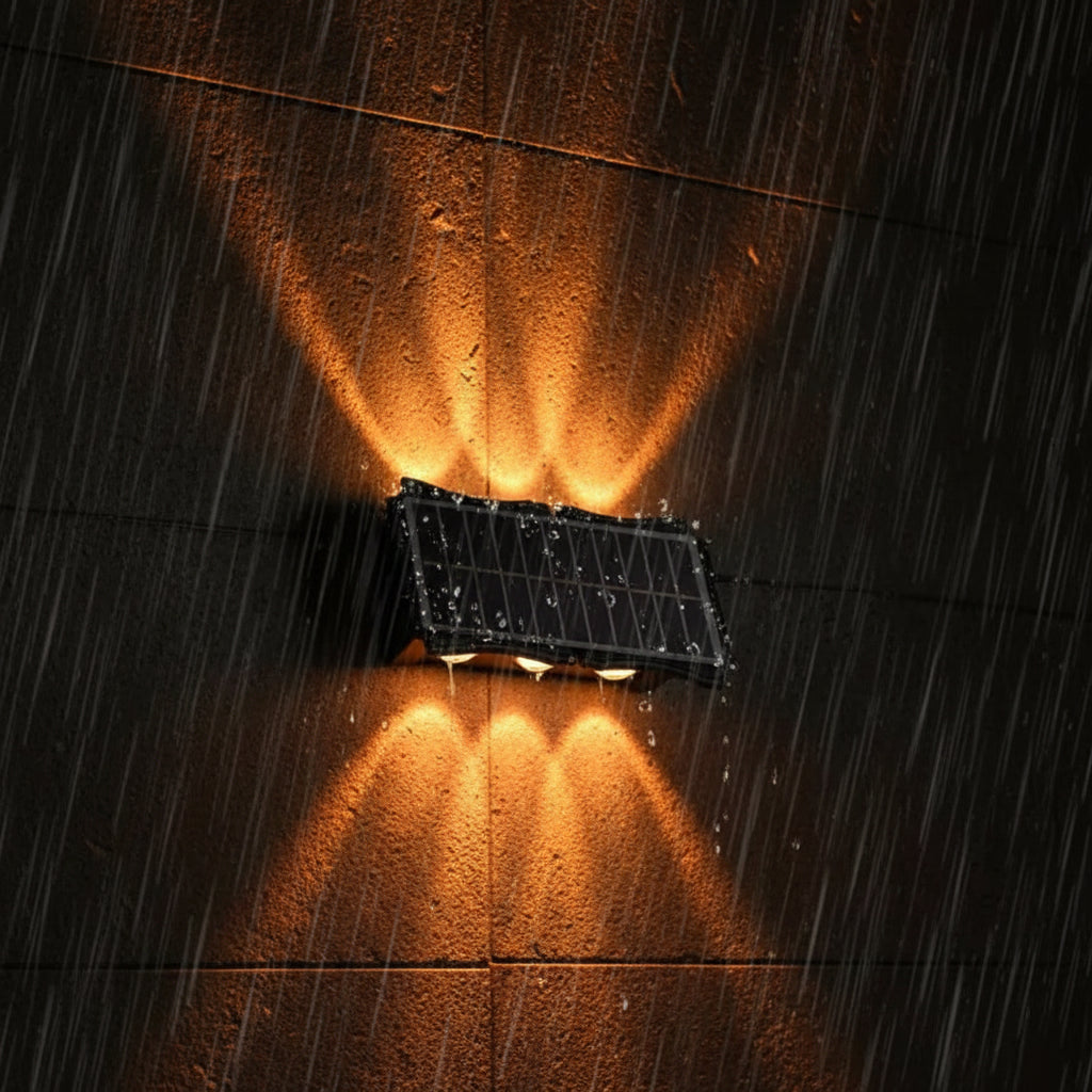 Solar light with rainproof features on a dark background