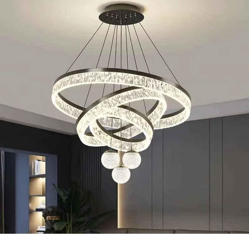 Modern chandelier with crystal accents in a room setting