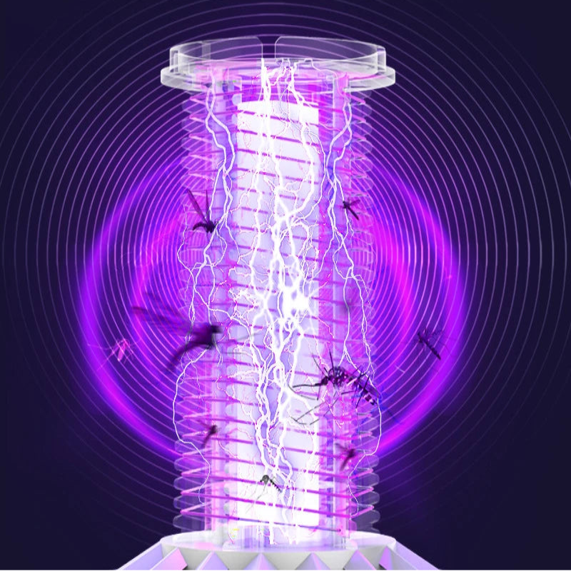Mosquito zapper with electric shock effect on a dark background