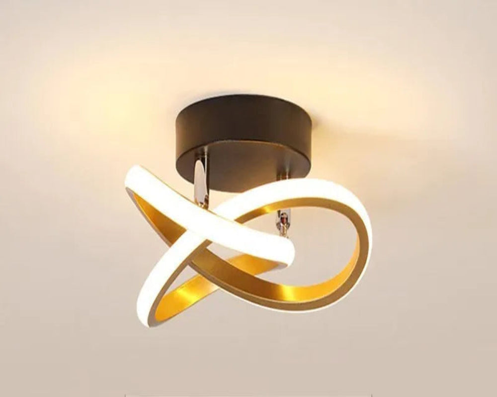 Ceiling light fixture with dimensions and features on a beige background