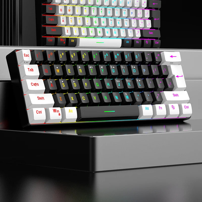 Mechanical keyboard with RGB lighting on a dark surface