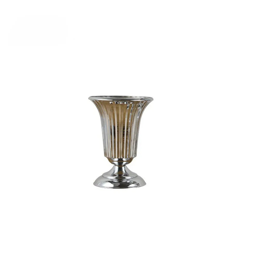 Decorative vase with metallic finish on a white background