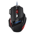 Gaming mouse with red accents on a white background
