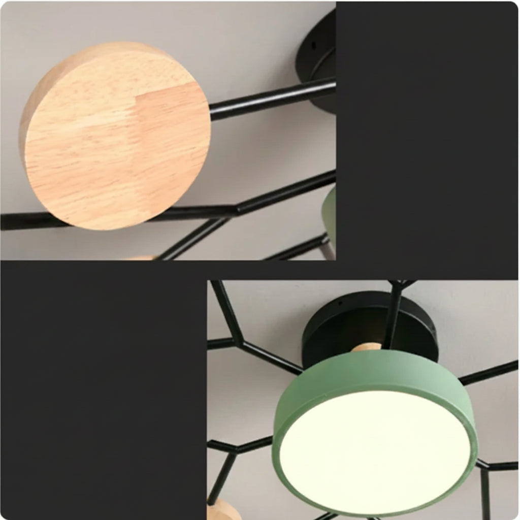Ceiling light fixture with high-quality wood and acrylic translucent board features.