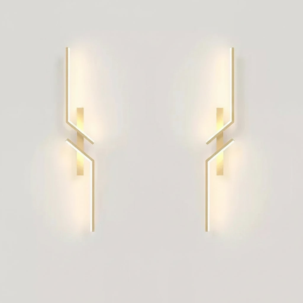 Gold wall-mounted light fixture with specifications on a gray background
