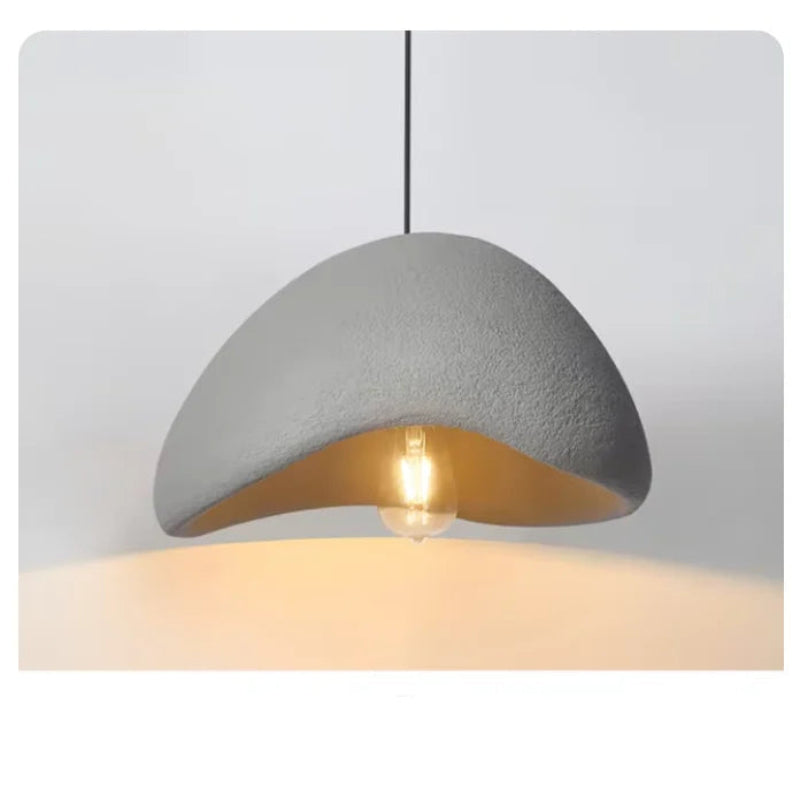 Nordic LED pendant chandelier in grey – Wabi Sabi style hanging lamp for bedroom and dining room
