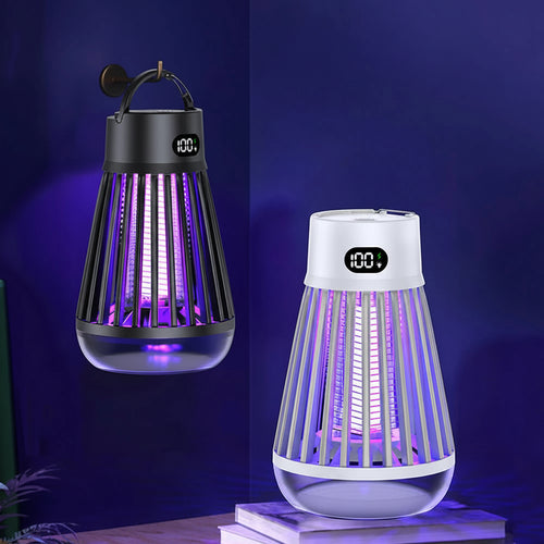 Black and white mosquito killing lamps on a dark background