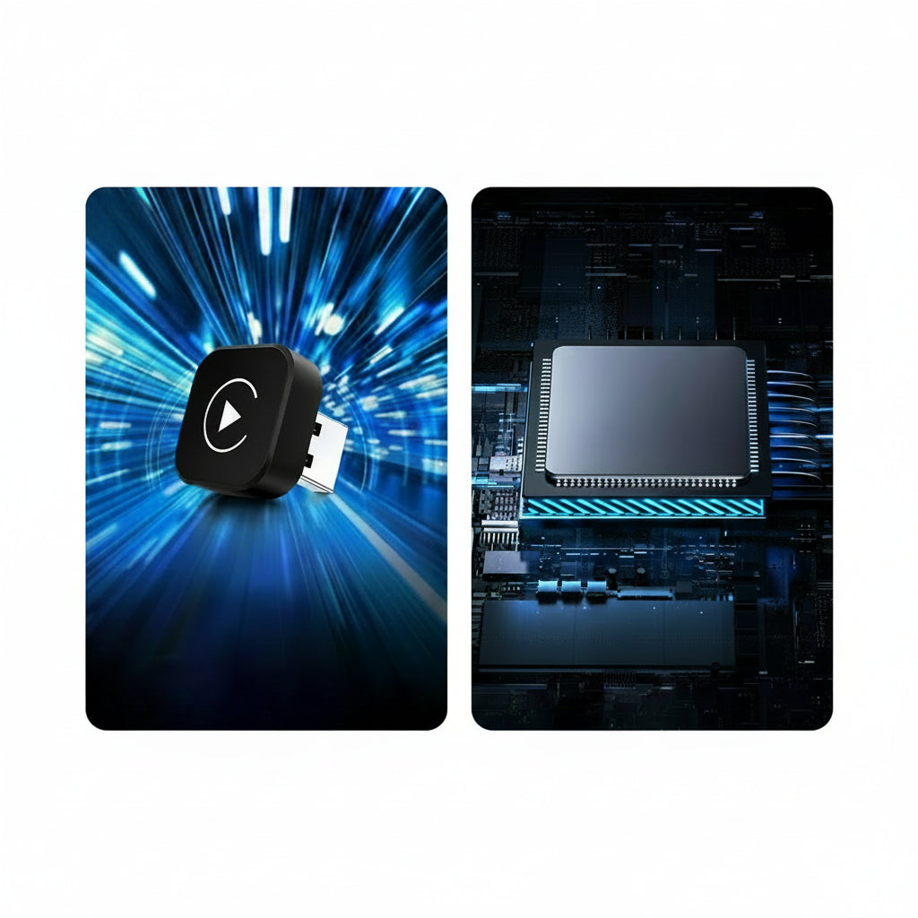 Two computer components on a white background with blue and black design elements.