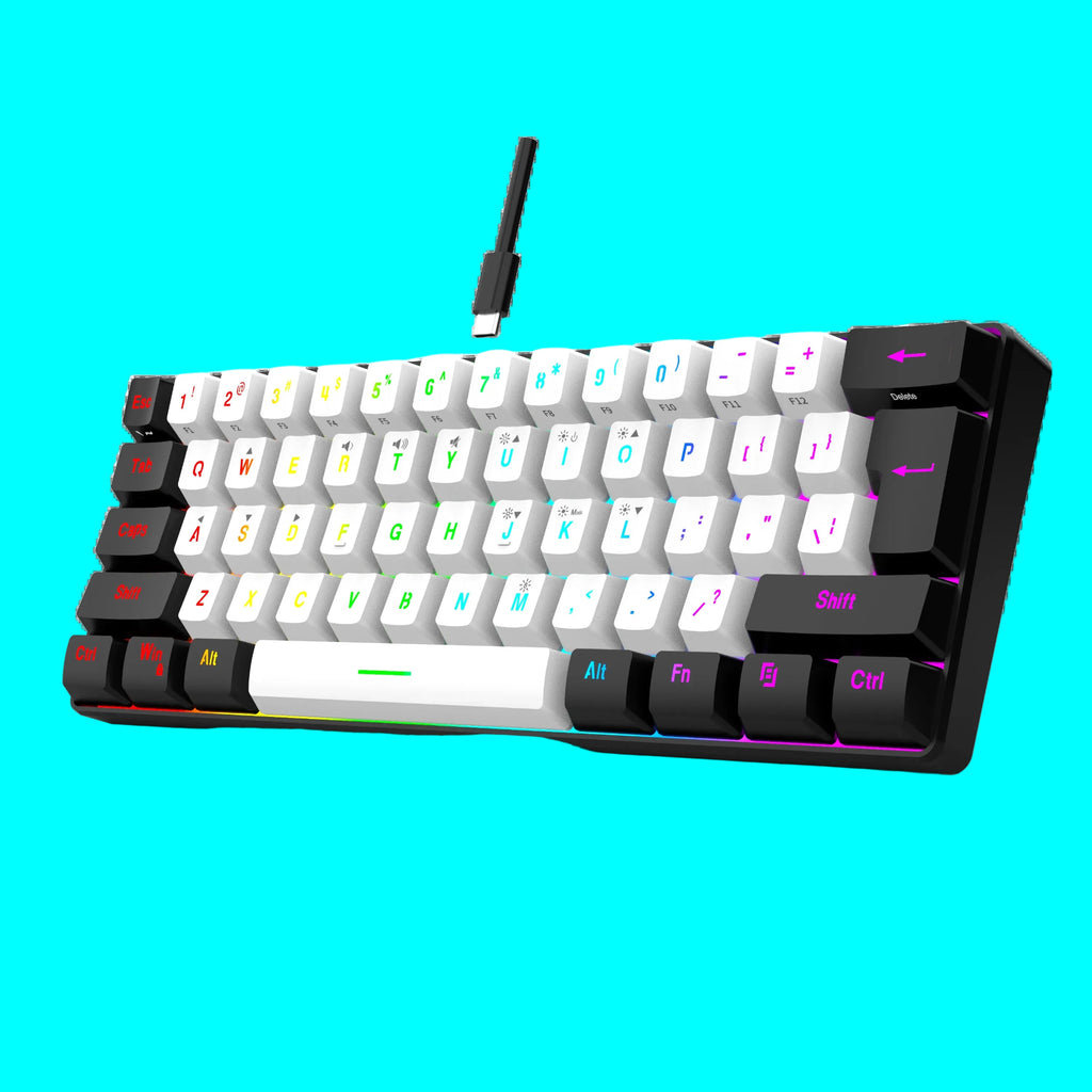 Mechanical keyboard with RGB lighting on a white background