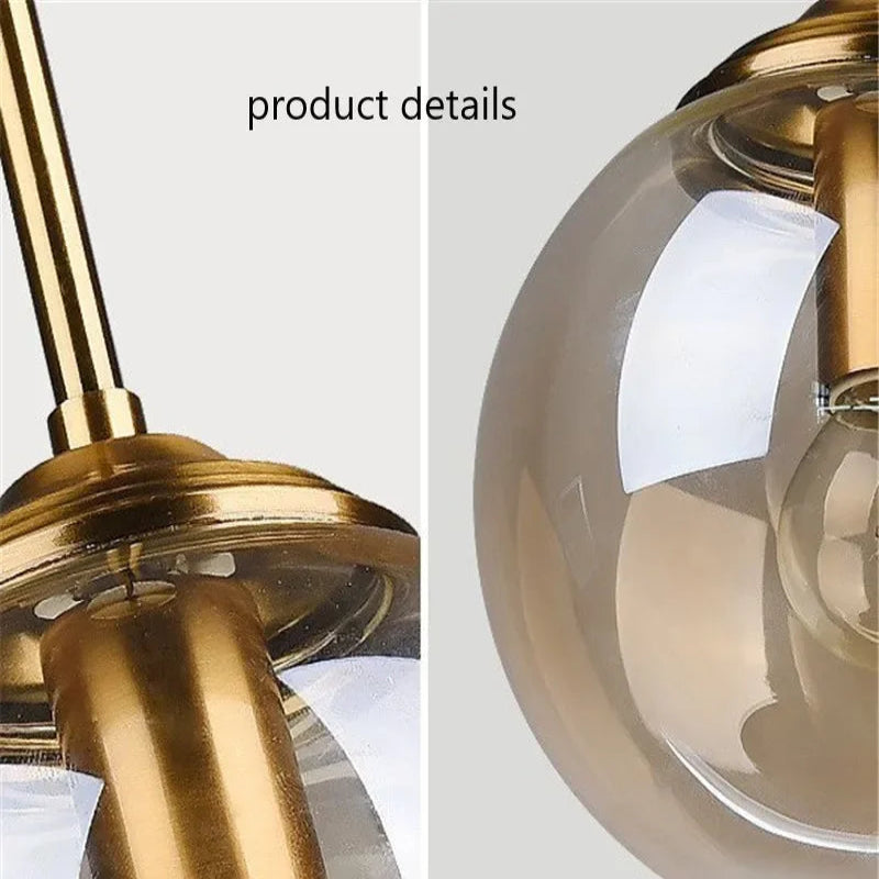 Close-up of a gold ceiling fixture with clear glass shade on a white background