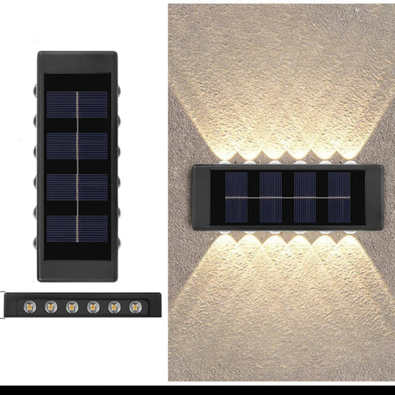 Solar outdoor wall light warm white 12LED – IP65 waterproof, up and down luminous effect