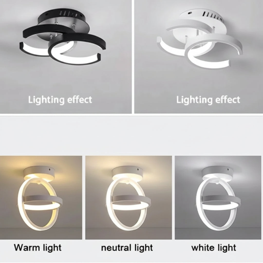 Ceiling light fixture with adjustable color temperature on a gray background
