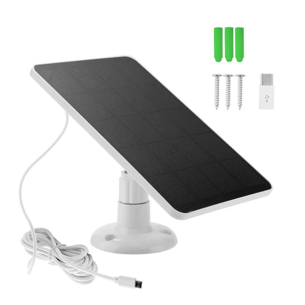 Solar panel with 2in1 Micro USB and Type-C ports on a white background