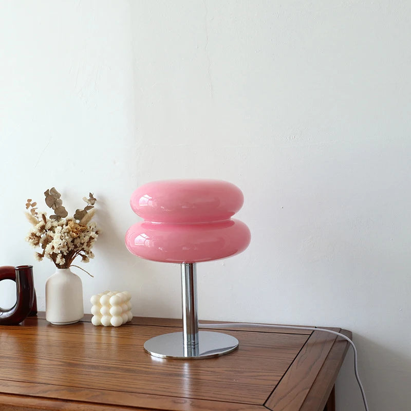 Macaron Glass Table Lamp – Colourful Bedside Light for Bedroom & Kids Room