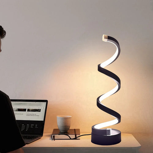 3-Way Dimmable Touch Bedside Lamp – USB Spiral Night Light | Home Store JP