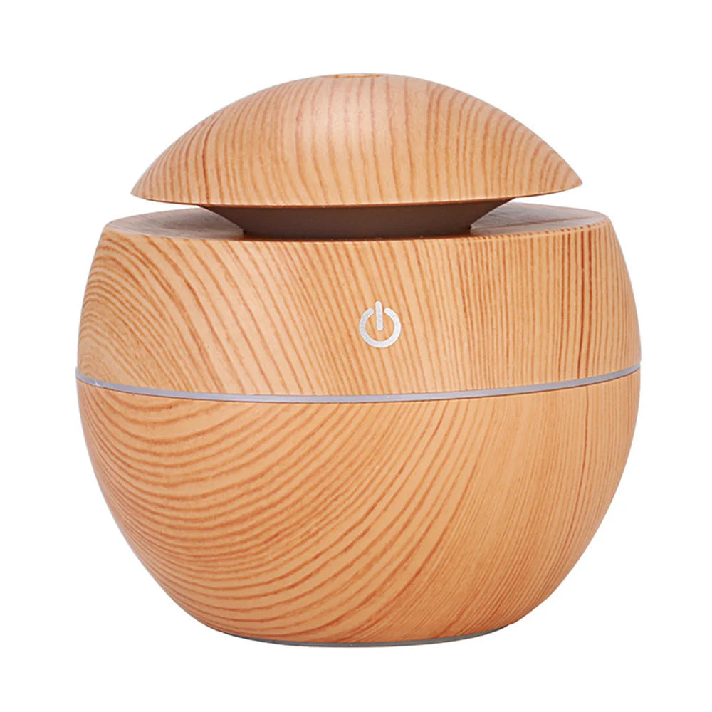 Mushroom USB Humidifier & Aroma Diffuser – Wood Grain with Colour LED Night Light