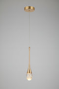 Pendant light with dimensions and specifications on a dark background