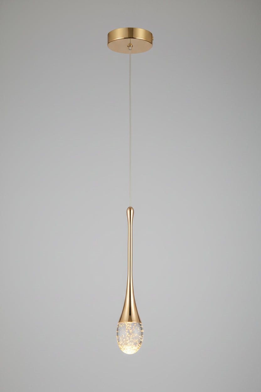 Pendant light with dimensions and specifications on a dark background