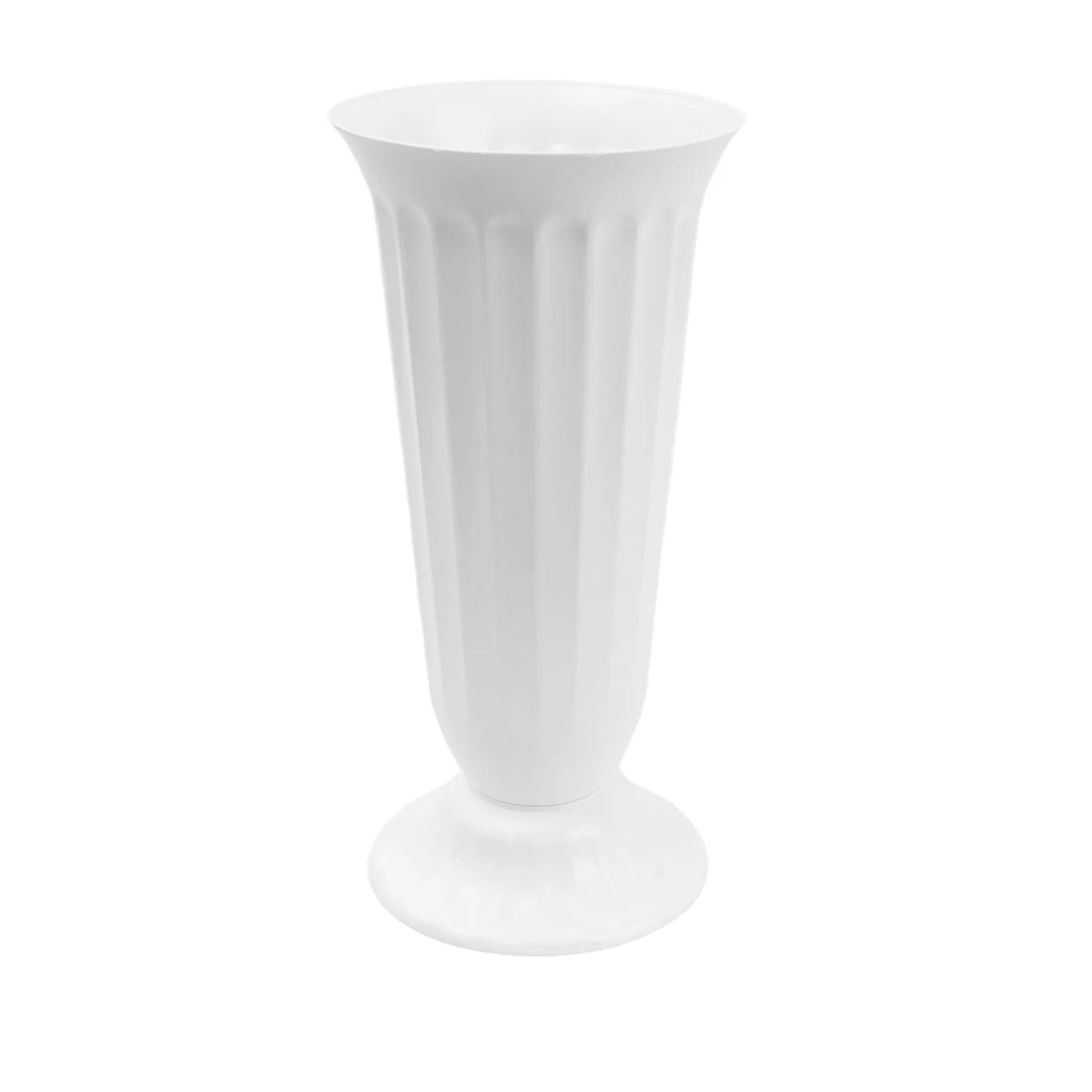 White fluted pedestal vase 