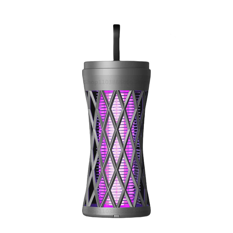 Gray electronic device with purple interior on a white background