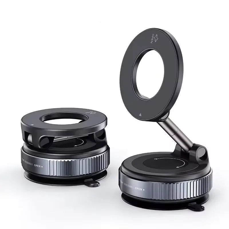 Strong magnetic car phone holder in cool black color on a white background