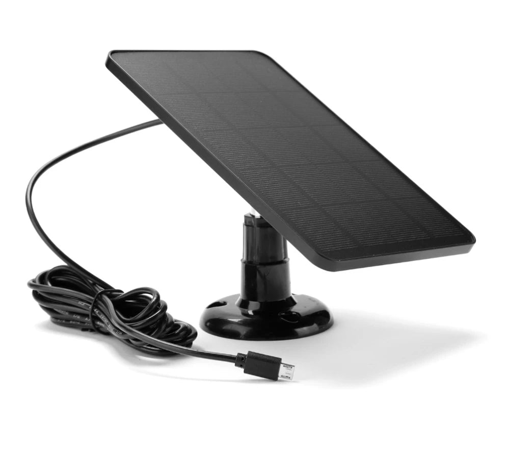 Solar panel with micro USB port on a white background