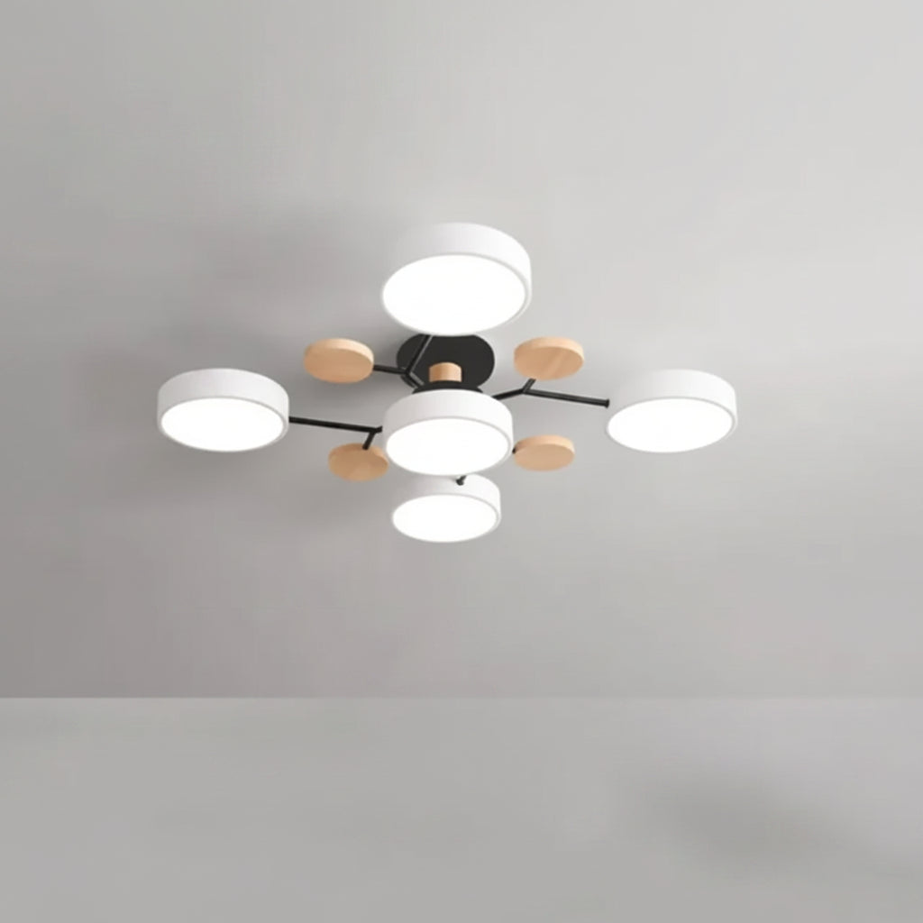 Ceiling light fixture with dimensions and specifications on a gray background